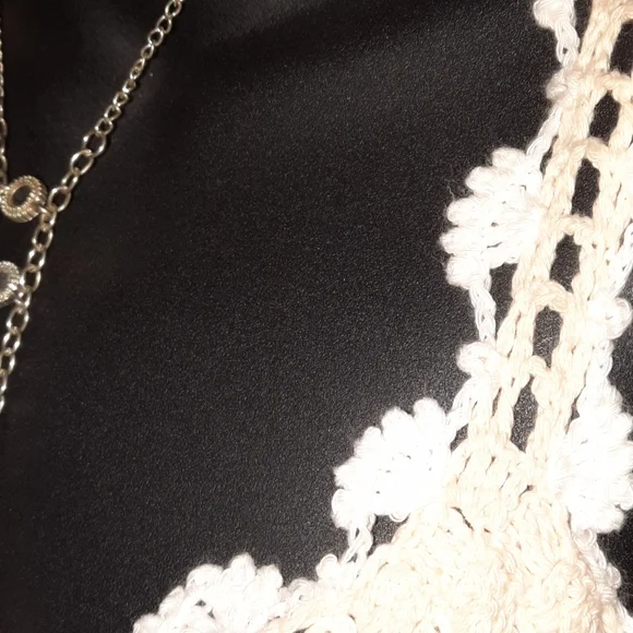 HANDCRAFTED Crochet Macrame Knit Dress Festival Midaxi Swim Cover Cream Tan S 4 - Picture 5 of 11